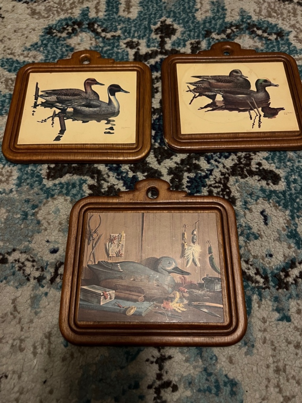 Vintage Wooden Duck Plaques - Set of 3